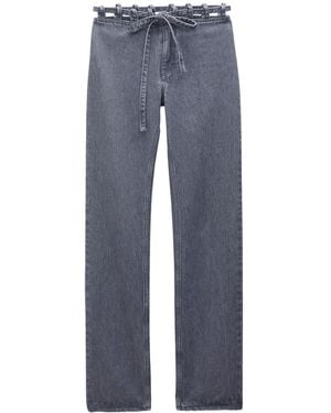 Filippa K Straight-Leg-Jeans Mit Spitzenbund - Blau