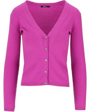 LA ROSE Kaschmir-Cardigan mit kurzem V-Ausschnitt - Pink