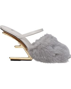 Fendi Première Femme's Sandales Gris Vison/Gris Clair - Métallisé