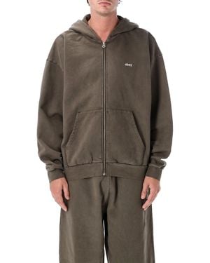 Obey Zip-Up Hoodie - Brown