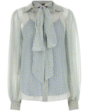 Gucci Floral Print Chiffon Silk Shirt - Blue