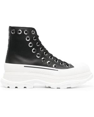 McQueen Modern Leather Boots For Ss23 - Black