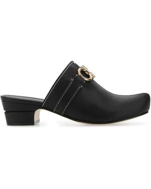 Ferragamo Leather Phobos Mules - Black