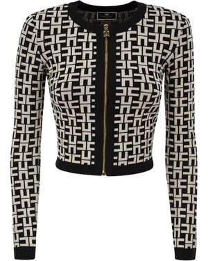 Elisabetta Franchi Elisabetta -franchi Viscose Jacquard Mini Cardigan - Zwart