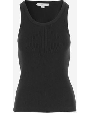 Vince Stretch Cotton Blend Tank Top - Black
