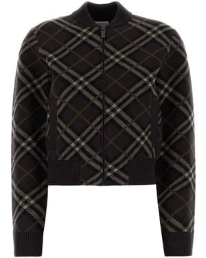 Burberry Check Print Cardigan - Black