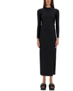 T By Alexander Wang Long Dress With Logo - Black