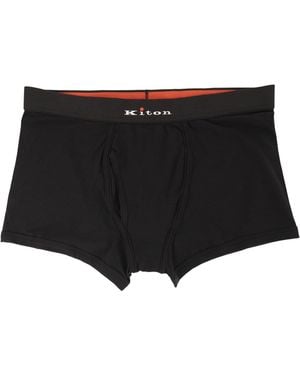 Kiton Stretch Cotton Boxer Briefs With Logo - Black
