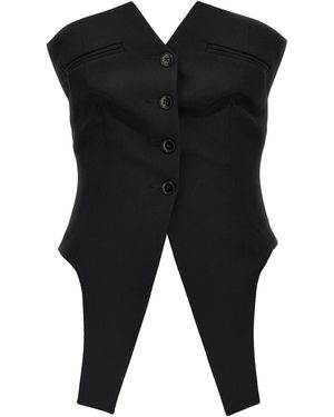 Alexander Wang Deconstructed Wool Vest With Tailored Bodice - Schwarz