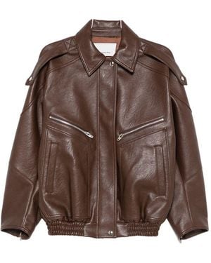 Frankie Shop Leather Jacket Hudson Polyurethane - Brown