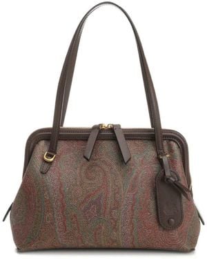 Etro Paisley Top Handle Tote Bag - Brown