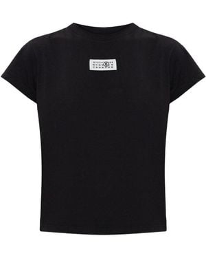 MM6 by Maison Margiela Logo Cotton T Shirt - Black