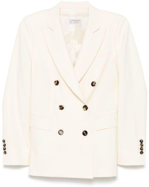 Alberto Biani Double-Breasted Virgin Wool Blazer - Natural