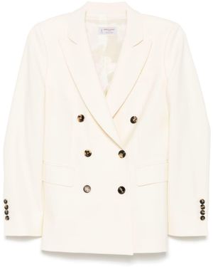 Alberto Biani Double-Breasted Virgin Wool Blazer - Natural