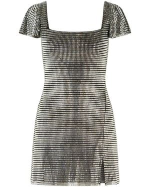 Self-Portrait Rhinestone Flutter-Sleeve Mini Dress - Black