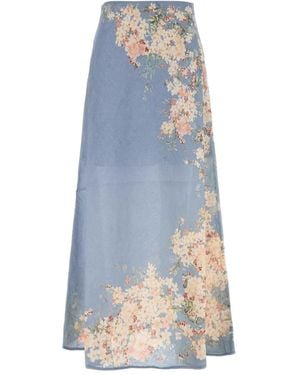 Zimmermann Cascadian Bias Skirt - Blue