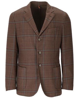 Santaniello Tartan Single Breasted Jacket - Brown