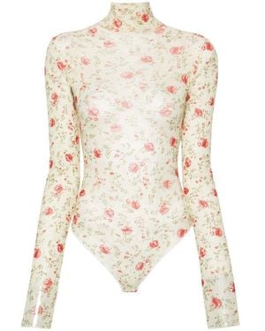 Prada Floral Mesh Bodysuit - White