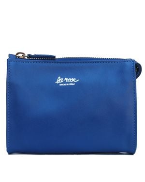 LA ROSE Minimal Leather Make Up Bag - Blue