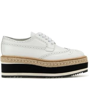Prada Leather Lace-Up Shoes - White