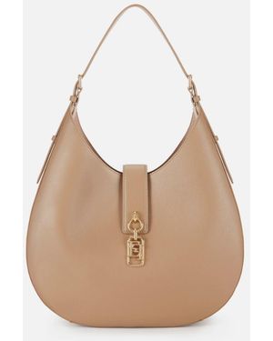 Elisabetta Franchi Round Hobo With Charm - Natural