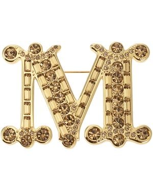 Max Mara Bath2 Monogram Brooch With Crystals - Metallic