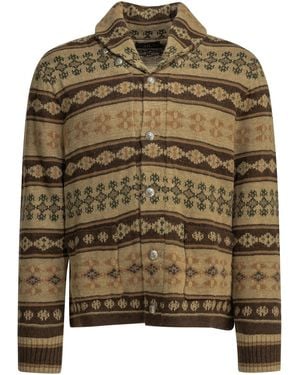 RRL Gewebter Strick-Cardigan - Grün