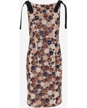 N°21 Dress With Floral Paillettes Pattern - Multicolour