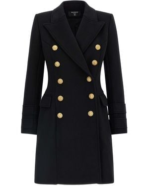 Balmain Abrigo de '10 Bottoni ' - Negro