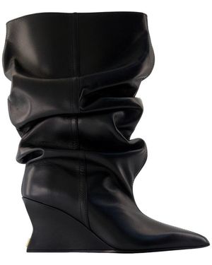 Balmain Botines Cuña Piel Negro