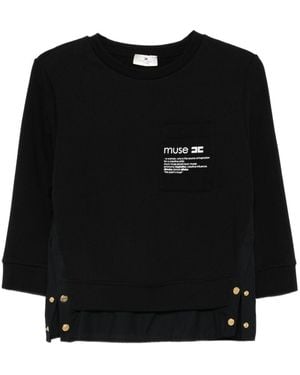 Elisabetta Franchi Button-Detail T-Shirt - Black