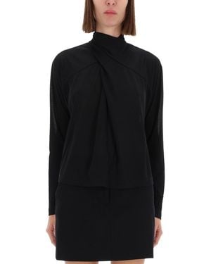 Versace Jeans Couture Shirt With Draped Collar - Black