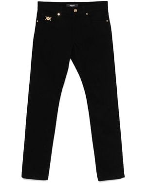 Versace Low-Rise Straight Leg Jeans With Medusa Plaque Det - Schwarz