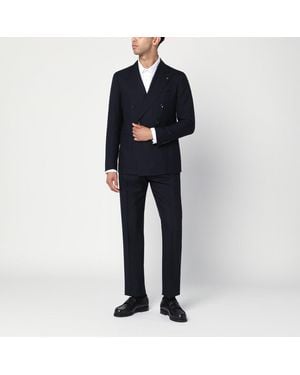 Tagliatore Double Breasted Virgin Wool Suit - Blue
