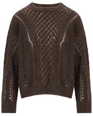 Twinset Chocolate Perforated Crewneck Jumper - Brown