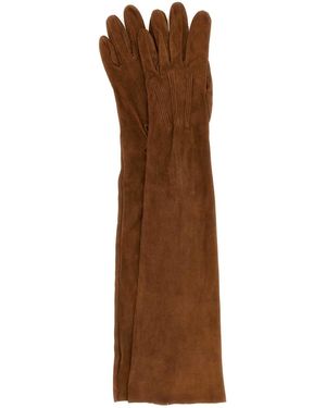 Prada Caramel Suede Long Gloves - Brown