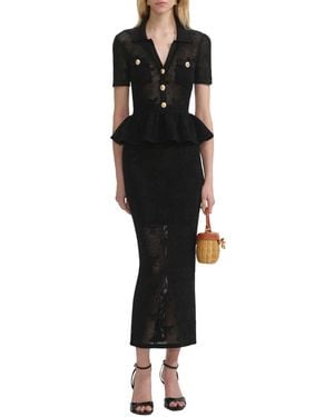 Self-Portrait Self Portrait Bow Crochet Midi Dress - Black
