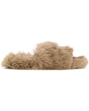 Balenciaga Eco Fur Slippers - Brown