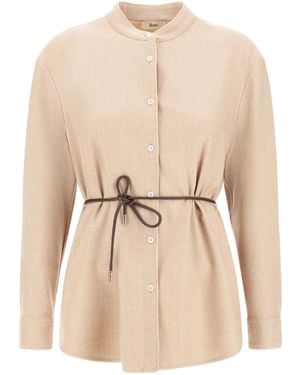 Herno Bluse Aus Bi-Stretch Lurex Wool - Natur