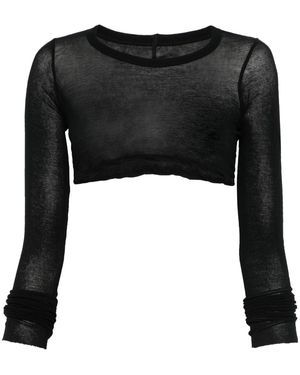 Rick Owens Langhältiger, geschnittenes T -Shirt - Schwarz