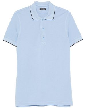 Tom Ford Piquet Cotton Polo Shirt - Blue