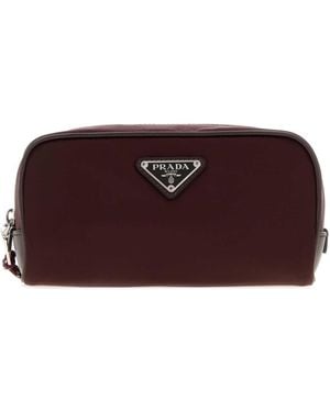 Prada Aubergine Fabric Beauty Case - Purple