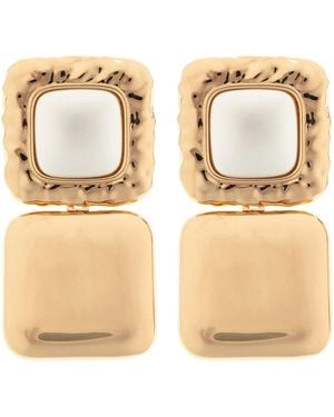 Self-Portrait Mottled Pearl Tiered Earrings - Metallic