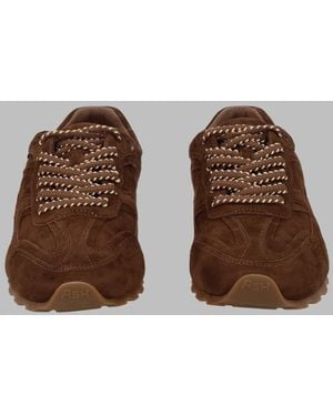 Ash Rich Suede Diamond Stitching Trainers - Brown