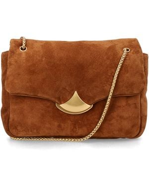 Sessun Suede Chain Shoulder Bag - Brown