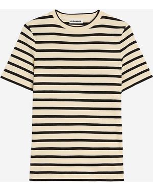 Jil Sander Katoenen T-shirt Met Gestreept Patroon - Rood
