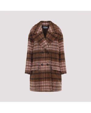Moschino Double-Breasted Check Coat - Braun