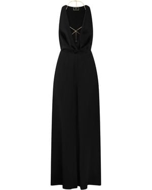 Elisabetta Franchi Vloeistof Crêpe Jumpsuit Met Bh -accessoire - Zwart