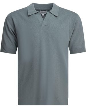 Norse Projects Nordprojekte Leif Cotton Leinen Polo - Blau