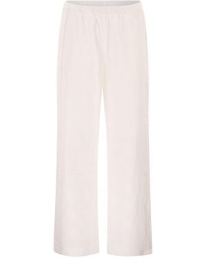 MC2 Saint Barth Wide-Leg Broderie Anglaise Cotton Trousers - White